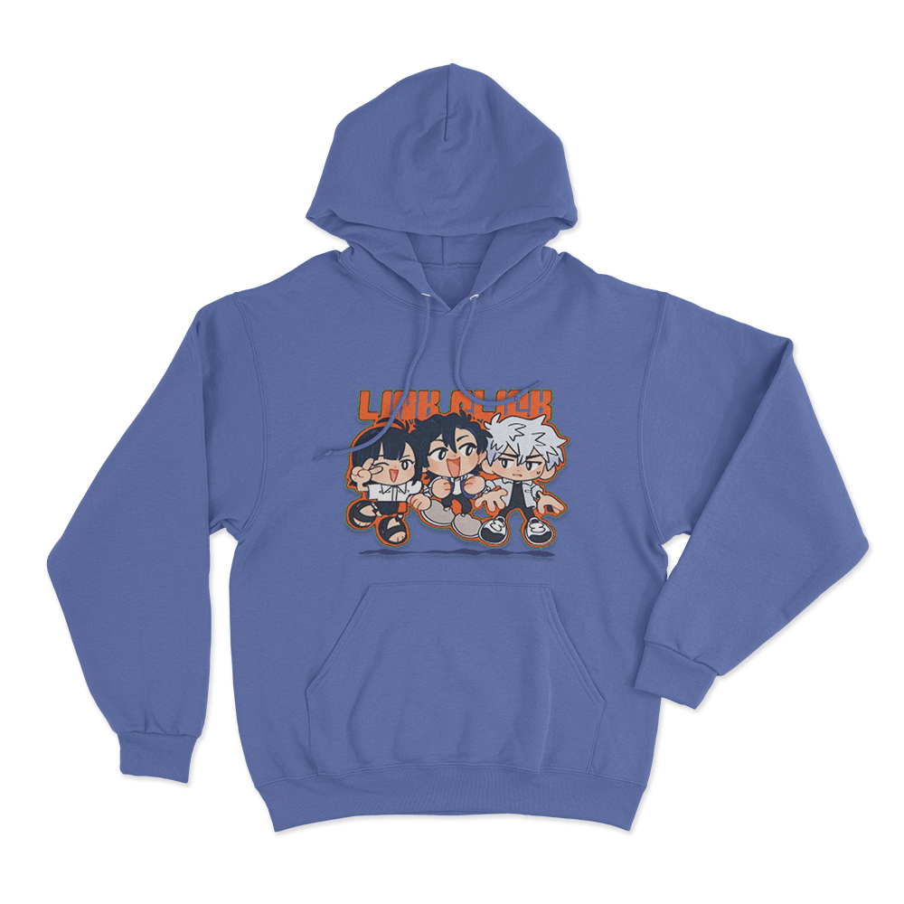 Link Click Chibi Crew Unisex Hoodie Blue Link Click Chibi Crew Unisex Hoodie Blue