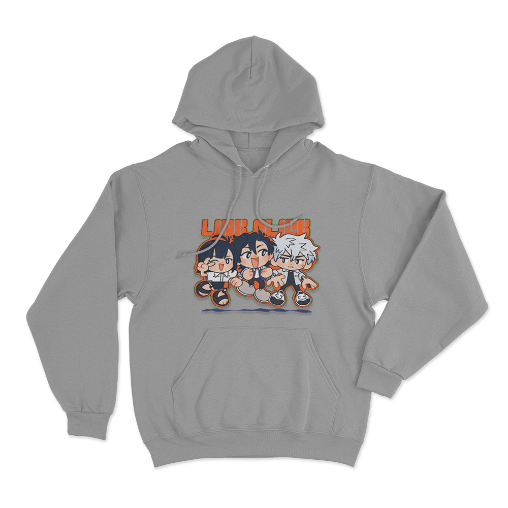 Link Click Chibi Crew Unisex Hoodie Grey Link Click Chibi Crew Unisex Hoodie Grey