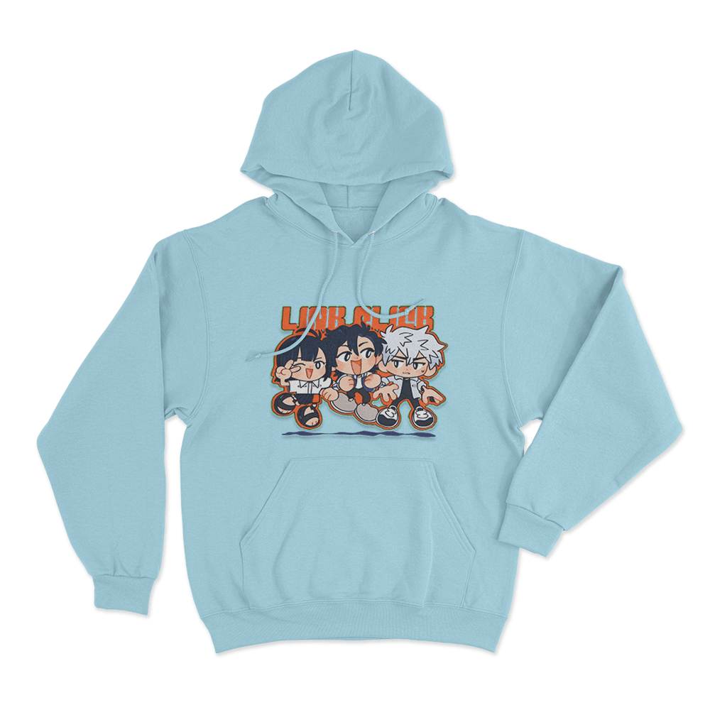 Link Click Chibi Crew Unisex Hoodie Sky Blue Link Click Chibi Crew Unisex Hoodie Sky Blue